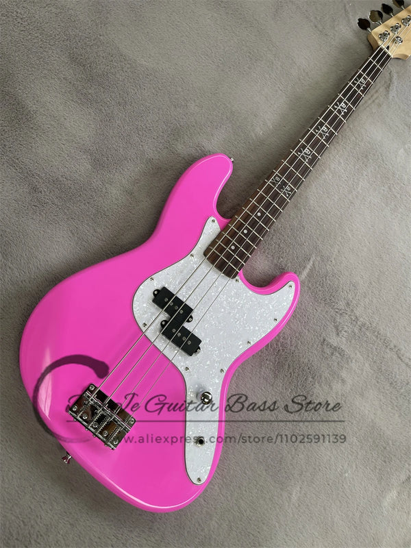 Deep Pink Skull 4-String Electric Bass