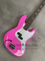 Deep Pink Skull 4-String Electric Bass