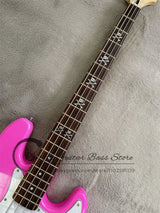 Deep Pink Skull 4-String Electric Bass