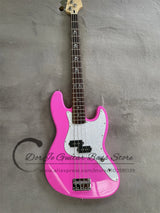 Deep Pink Skull 4-String Electric Bass